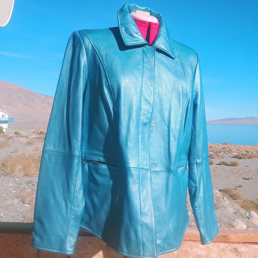 Bradley Bayou Metallic blue leather JACKET